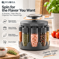 QIMVORA 360° Rotating Spice Rack Organizer with 8 Glass Spice Jars, Countertop Seasoning Carousel with Flip-Top Shaker Lids, Compact Spice Storage Holder for Kitchen Counter and Cabinet