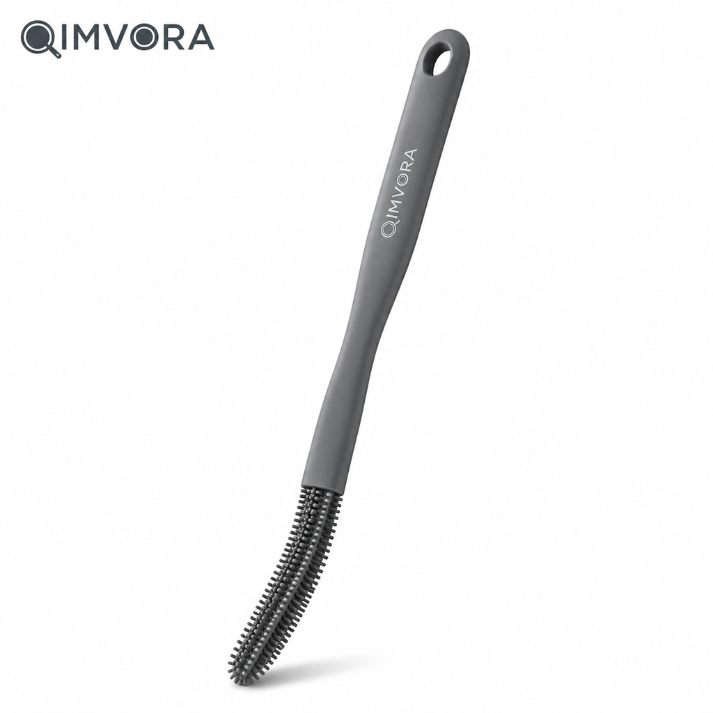 QIMVORA Silicone Gap Cleaning Brush – Long Handle Kitchen Sink Crevice Cleaner, Flexible Silicone Scrub Brush for Faucet Edges, Countertop Seams, Tile Gaps & Hard-to-Reach Areas
