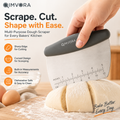 QIMVORA Stainless Steel Dough Scraper with Ergonomic Handle – Professional Baking Bench Scraper with Measurement Ruler, Pastry Cutter, Dough Divider & Kitchen Counter Cleaner Tool