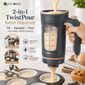 QIMVORA 4-Cup Batter Dispenser with Squeeze Handle, 1000 mL Pancake Batter Pourer with Measurement Window and Drip-Control Nozzle, Manual Cupcake, Muffin, Waffle and Baking Dispenser
