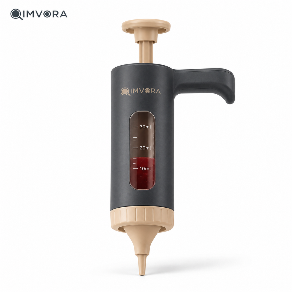 QIMVORA 2-in-1 Cupcake Filler, 30 ml Dessert Filling Syringe, Manual Pastry Filling Dispenser for Cupcakes, Donuts, Cream Puffs, Muffins, Jam, Custard, Jelly, Chocolate and Cream Filling
